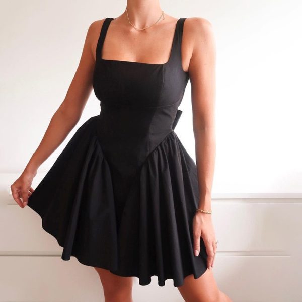 Elegant Summer Women's Dress with Gentle Strap Backless Tie Bow Short Skirt - Image 7