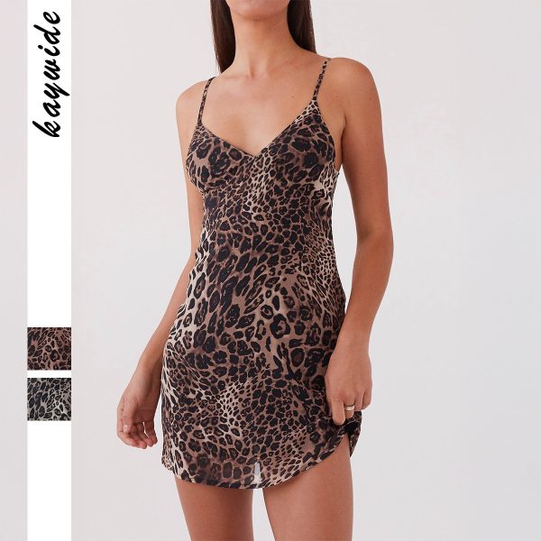 Strap Leopard Print Short Skirt Dress Women's Autumn - Image 2