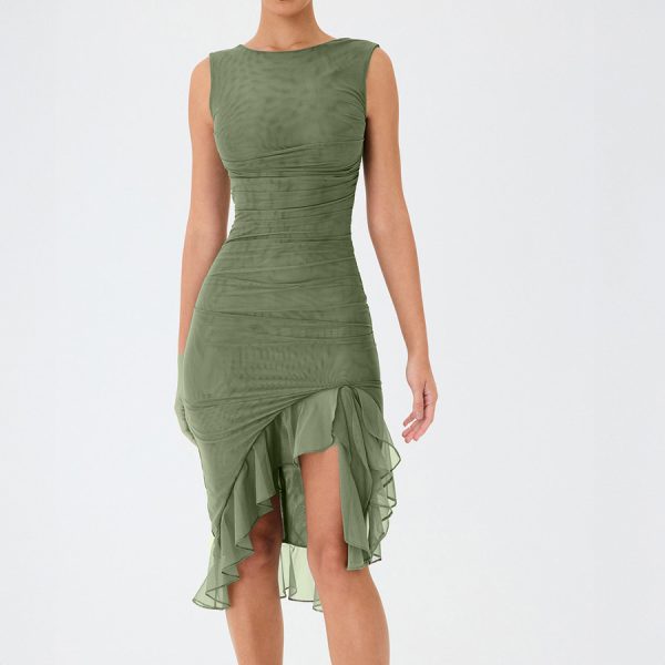 Pure Desire Sleeveless Pleated Waist Slim Backless Dress - Image 5