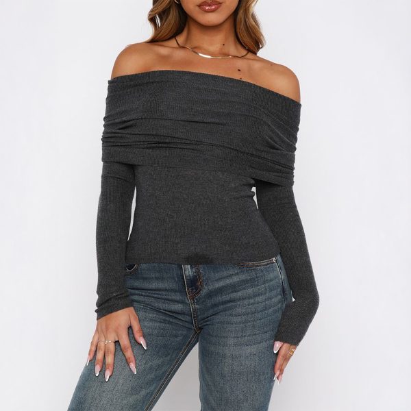 Solid Color Long Sleeve Off-Shoulder Backless Tank Top Women's Dress